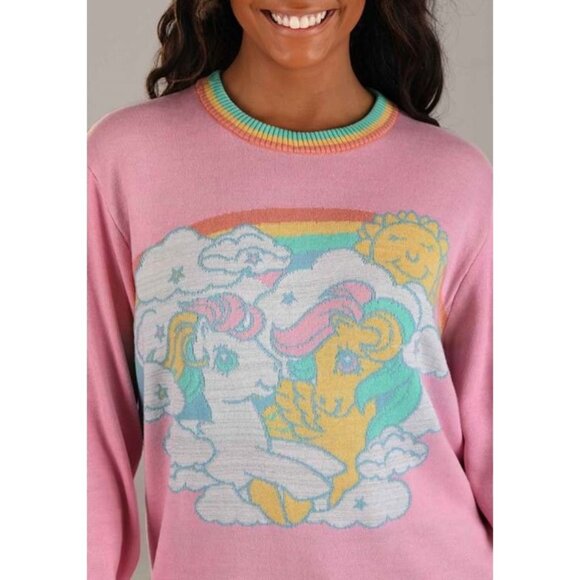MY LITTLE PONY Women’s Retro Pink Crewneck Sweater Size Large NEW NWT - Picture 2 of 3